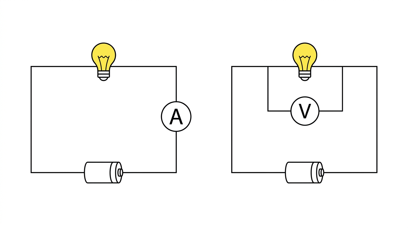 طريقة توصيل الأميتر والفولتمتر