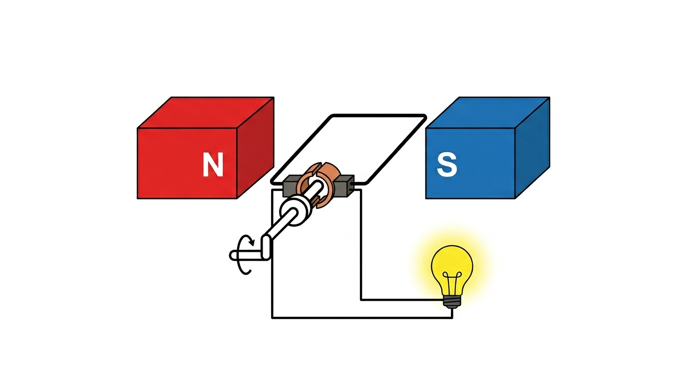 سكتش آلية المولد الكهربائي